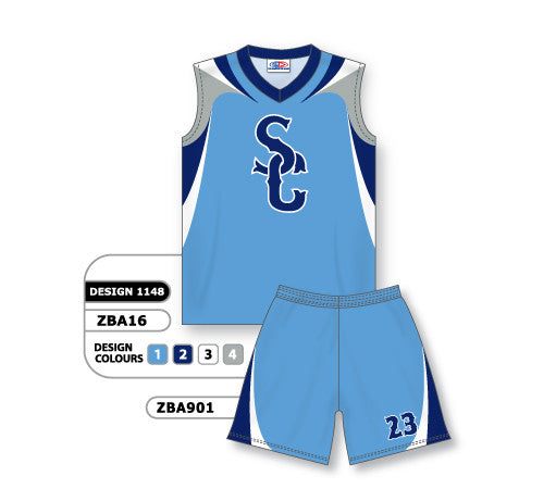 Athletic Knit Custom Sublimated Ladies Sleeveless V-Neck Softball Uniform Set Design 1148 (ZBA16S-1148)