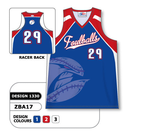 Athletic Knit Custom Sublimated Ladies V-Neck Racerback Softball Jersey Design 1330 (ZBA17-1330)