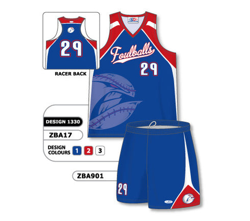 Athletic Knit Custom Sublimated Ladies V-Neck Racerback Softball Uniform Set Design 1330 (ZBA17S-1330)