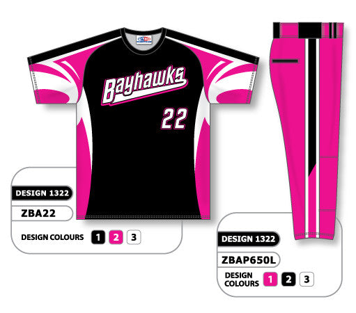 Athletic Knit Custom Sublimated Ladies Short Sleeve Crew Neck Softball Uniform Set Design 1322 (ZBA22S-1322)