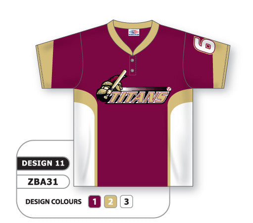 Athletic Knit Custom Sublimated Two-Button Baseball Jersey Design 0911 (ZBA31-0911)