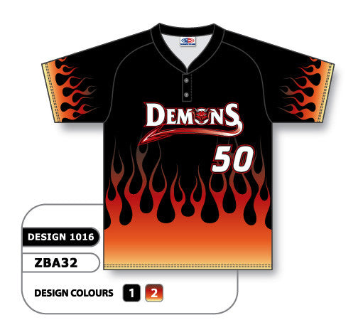 Athletic Knit Custom Sublimated Two-Button Softball Jersey Design 1016 (ZSB32-1016)