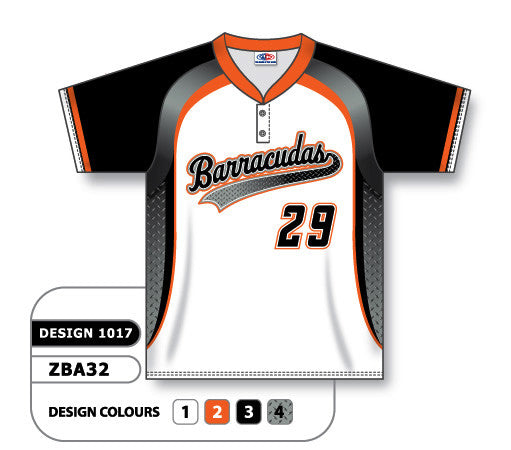 Athletic Knit Custom Sublimated Two-Button Softball Jersey Design 1017 (ZSB32-1017)