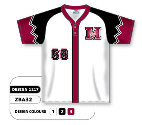 Athletic Knit Custom Sublimated Two-Button Softball Jersey Design 1217 (ZSB32-1217)