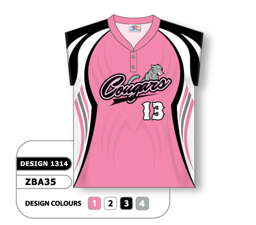 Athletic Knit Custom Sublimated Ladies Two-Button Cap Sleeve Softball Jersey Design 1314 (ZBA35-1314)