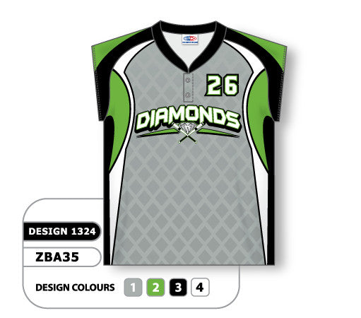 Athletic Knit Custom Sublimated Ladies Two-Button Cap Sleeve Softball Jersey Design 1324 (ZBA35-1324)