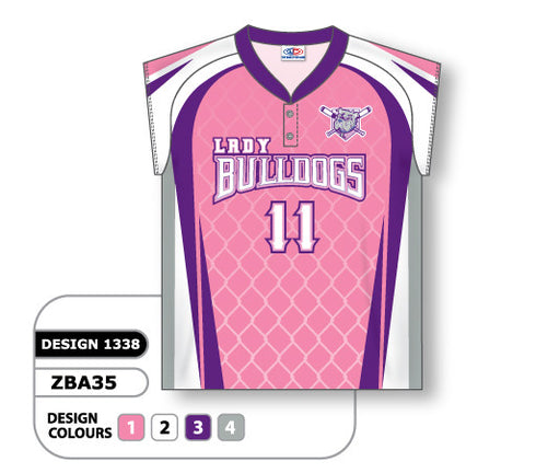 Athletic Knit Custom Sublimated Ladies Two-Button Cap Sleeve Softball Jersey Design 1338 (ZBA35-1338)
