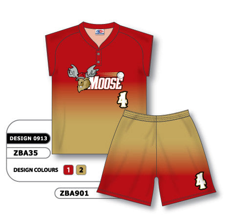 Athletic Knit Custom Sublimated Ladies Two-Button Cap Sleeve Softball Uniform Set Design 0913 (ZBA35S-0913)