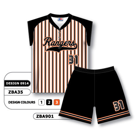 Athletic Knit Custom Sublimated Ladies Two-Button Cap Sleeve Softball Uniform Set Design 0914 (ZBA35S-0914)