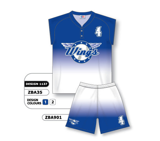 Athletic Knit Custom Sublimated Ladies Two-Button Cap Sleeve Softball Uniform Set Design 1137 (ZBA35S-1137)