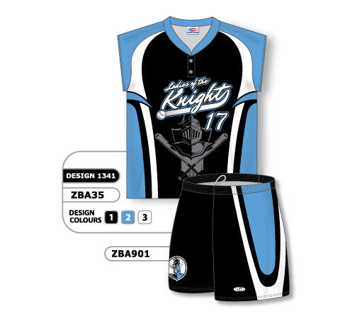 Athletic Knit Custom Sublimated Ladies Two-Button Cap Sleeve Softball Uniform Set Design 1341 (ZBA35S-1341)