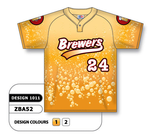 Athletic Knit Custom Sublimated One-Button Pro Placket Baseball Jersey Design 1011 (ZBA52-1011)