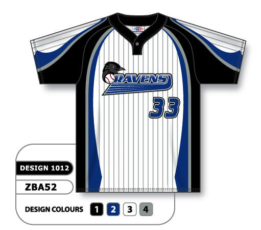 Athletic Knit Custom Sublimated One-Button Pro Placket Softball Jersey Design 1012 (ZSB52-1012)