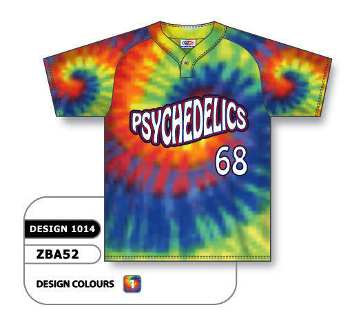 Athletic Knit Custom Sublimated One-Button Pro Placket Softball Jersey Design 1014 (ZSB52-1014)