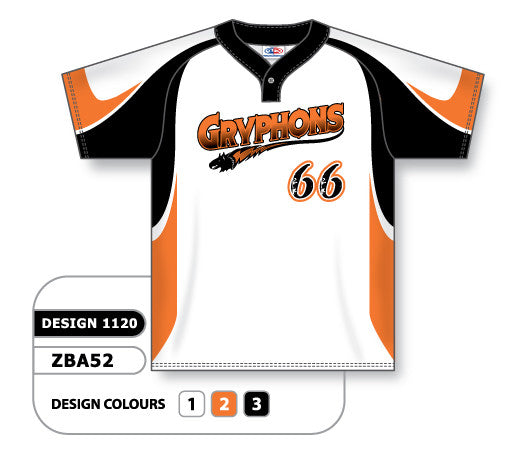Athletic Knit Custom Sublimated One-Button Pro Placket Baseball Jersey Design 1120 (ZBA52-1120)