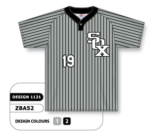 Athletic Knit Custom Sublimated One-Button Pro Placket Baseball Jersey Design 1121 (ZBA52-1121)