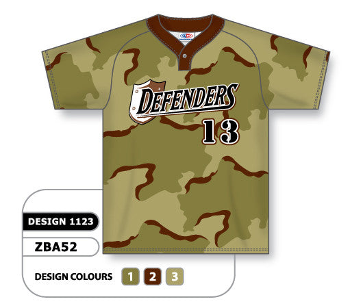 Athletic Knit Custom Sublimated One-Button Pro Placket Baseball Jersey Design 1123 (ZBA52-1123)