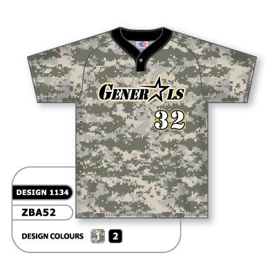 Athletic Knit Custom Sublimated One-Button Pro Placket Softball Jersey Design 1134 (ZSB52-1134)
