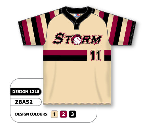 Athletic Knit Custom Sublimated One-Button Pro Placket Baseball Jersey Design 1215 (ZBA52-1215)