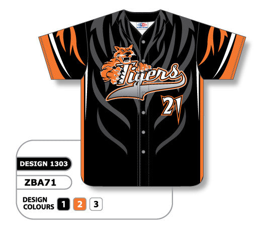 Athletic Knit Custom Sublimated Full Button Softball Jersey Design 1303 (ZSB71-1303)