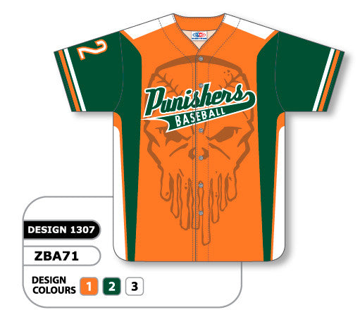 Athletic Knit Custom Sublimated Full Button Baseball Jersey Design 1307 (ZBA71-1307)