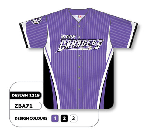 Athletic Knit Custom Sublimated Ladies Full Button Short Sleeve Softball Jersey Design 1319 (ZBA71-1319)