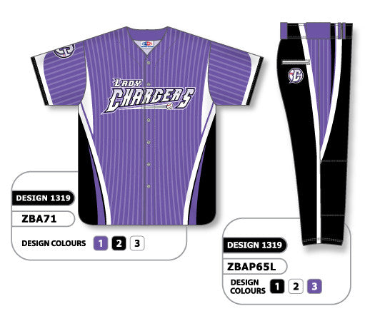 Athletic Knit Custom Sublimated Ladies Full Button Short Sleeve Softball Uniform Set Design 1319 (ZBA71S-1319)