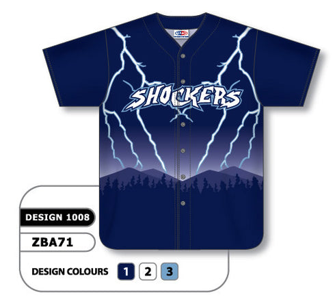 Athletic Knit Custom Sublimated Full Button Baseball Jersey Design 1008 (ZBA72-1008)