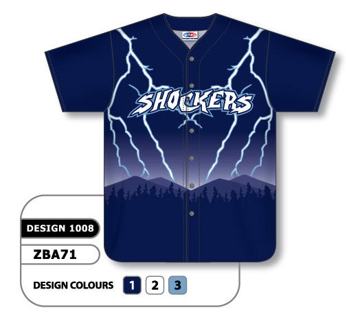 Athletic Knit Custom Sublimated Full Button Baseball Jersey Design 1008 (ZBA72-1008)