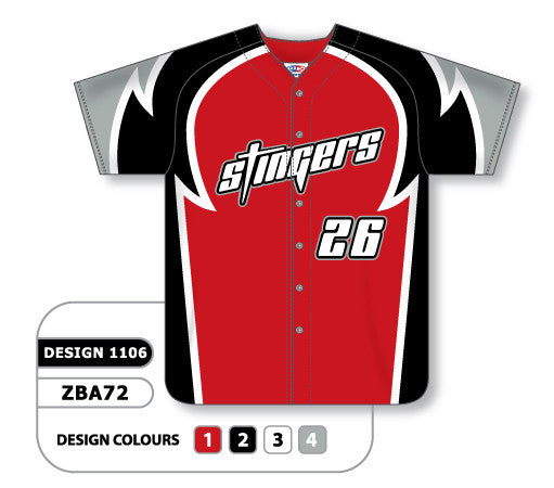 Athletic Knit Custom Sublimated Full Button Baseball Jersey Design 1106 (ZBA72-1106)