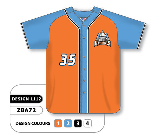 Athletic Knit Custom Sublimated Full Button Baseball Jersey Design 1112 (ZBA72-1112)