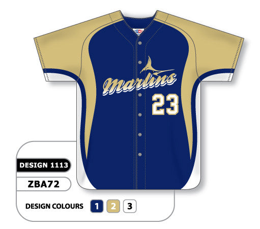 Athletic Knit Custom Sublimated Full Button Baseball Jersey Design 1113 (ZBA72-1113)