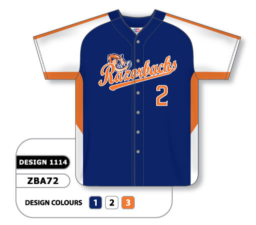 Athletic Knit Custom Sublimated Full Button Baseball Jersey Design 1114 (ZBA72-1114)
