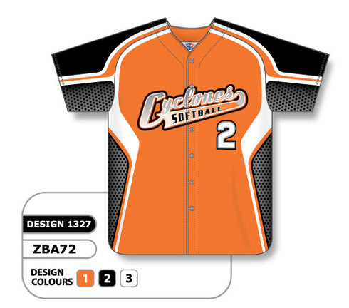Athletic Knit Custom Sublimated Ladies Full Button Short Sleeve Softball Jersey Design 1327 (ZBA72-1327)