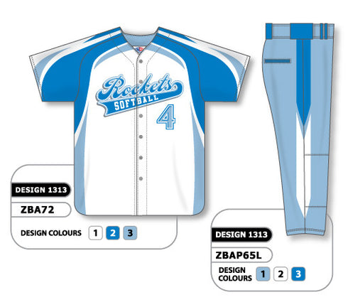 Athletic Knit Custom Sublimated Ladies Full Button Short Sleeve Softball Uniform Set Design 1313 (ZBA72S-1313)