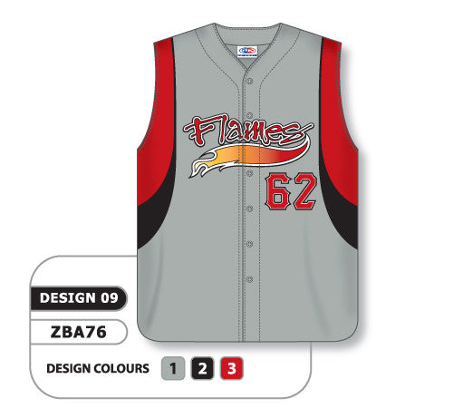 Athletic Knit Custom Sublimated Full Button Sleeveless Softball Jersey Design 0909 (ZSB76-0909)