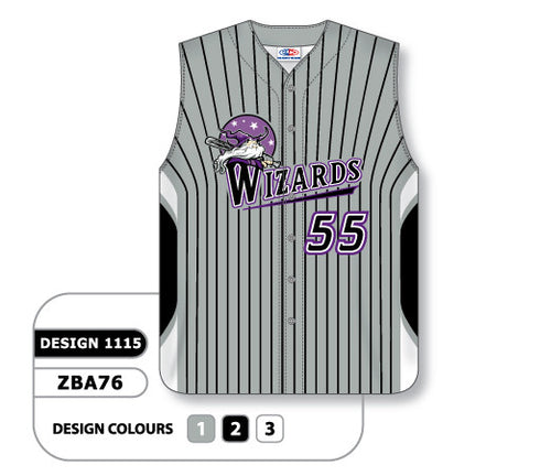Athletic Knit Custom Sublimated Full Button Sleeveless Softball Jersey Design 1115 (ZSB76-1115)