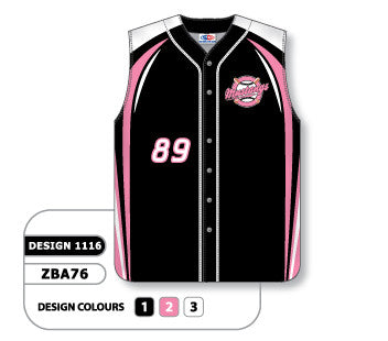 Athletic Knit Custom Sublimated Full Button Sleeveless Baseball Jersey Design 1116 (ZBA76-1116)