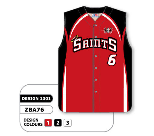 Athletic Knit Custom Sublimated Full Button Sleeveless Baseball Jersey Design 1301 (ZBA76-1301)