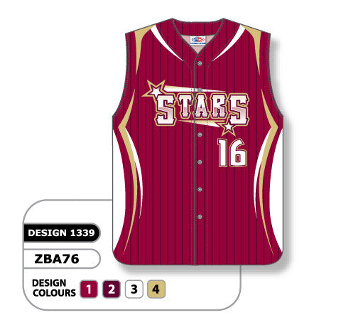 Athletic Knit Custom Sublimated Ladies Full Button Sleeveless Softball Jersey Design 1339 (ZBA76-1339)