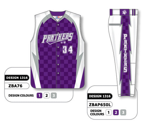 Athletic Knit Custom Sublimated Ladies Full Button Sleeveless Softball Uniform Set Design 1316 (ZBA76S-1316)