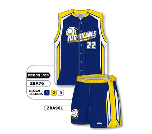 Athletic Knit Custom Sublimated Ladies Full Button Sleeveless Softball Uniform Set Design 1325 (ZBA76S-1325)