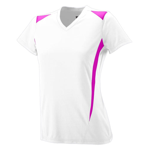 Augusta Sportswear Ladies Premier Jersey (1055-C), Color 'White/Power Pink'