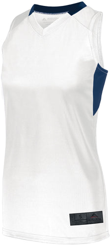 Augusta Sportswear Ladies Step-Back Basketball Jersey (1732), Color 'White/Navy'