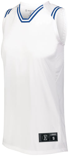 Holloway Ladies Retro Basketball Jersey (224376), Color 'White/Royal'