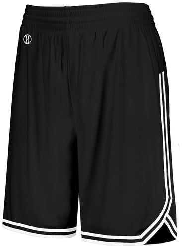 Holloway Ladies Retro Basketball Shorts (224377), Color 'Black/White'