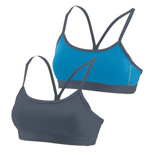 Augusta Sportswear Ladies Encore Reversible Sports Bra (2415-C), Color 'Graphite/Power Blue'