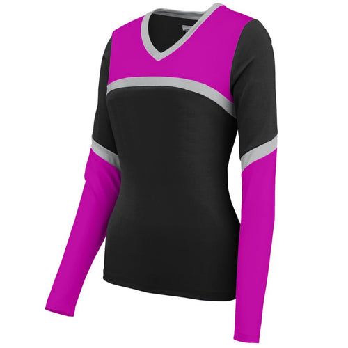 Augusta Sportswear Ladies Rise Up Shell (9210-C), Color 'Black/Power Pink/Metallic Silver'