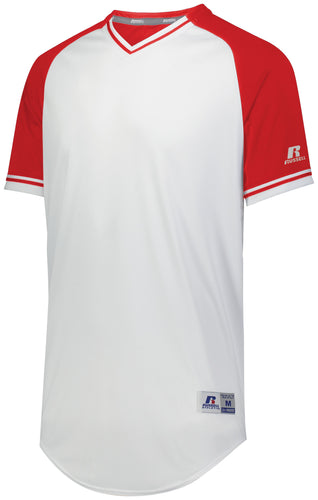 Russell Athletic Youth Classic V-Neck Jersey (R01X3B), Color 'White/True Red/White'