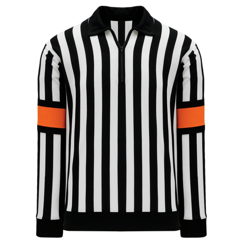 Athletic Knit Hockey Referee Jersey (RJ200-263), Color 'Black/White/Orange'